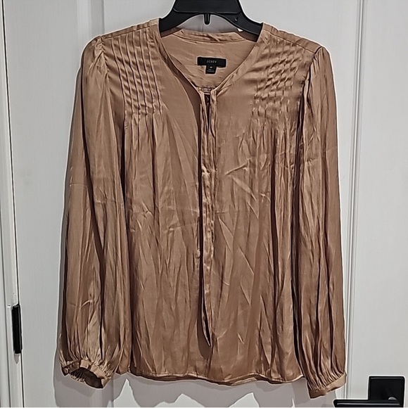 J. Crew Gold Silk Like Layering Blouse - Picture 3 of 6